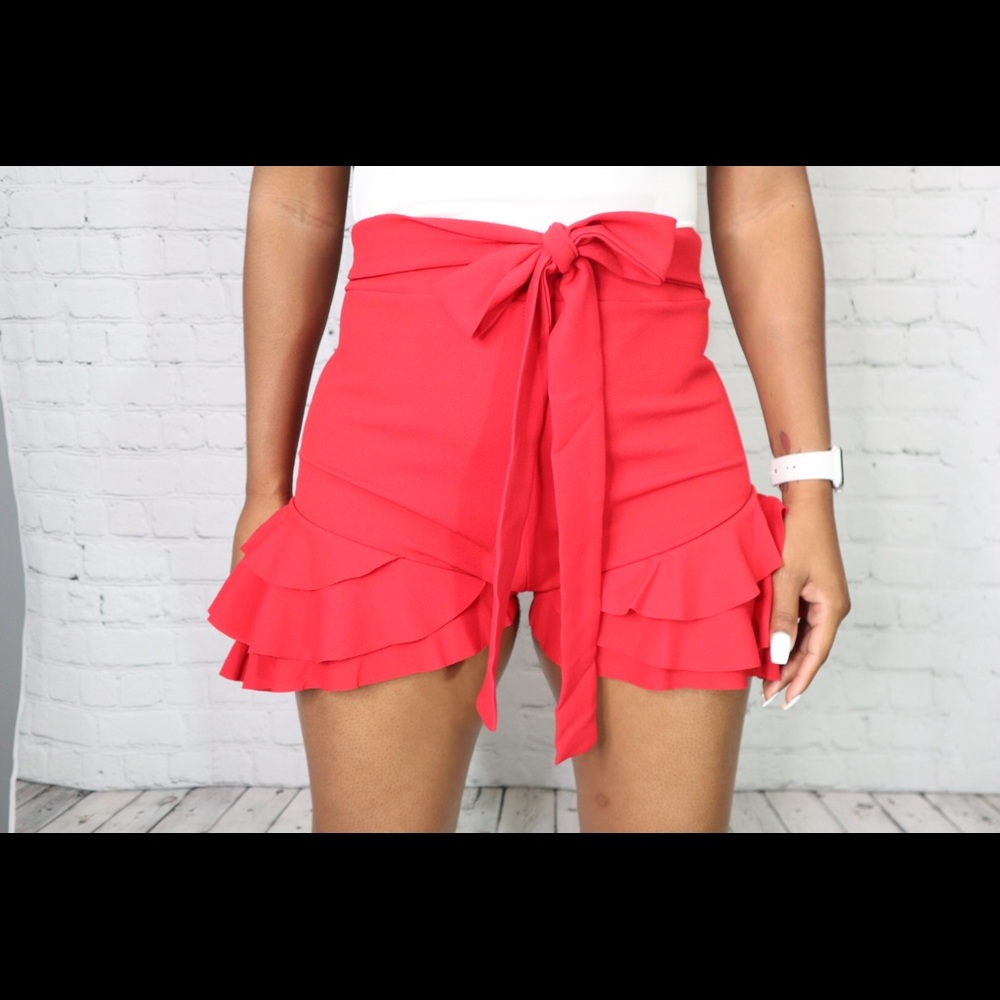 Red flare shorts